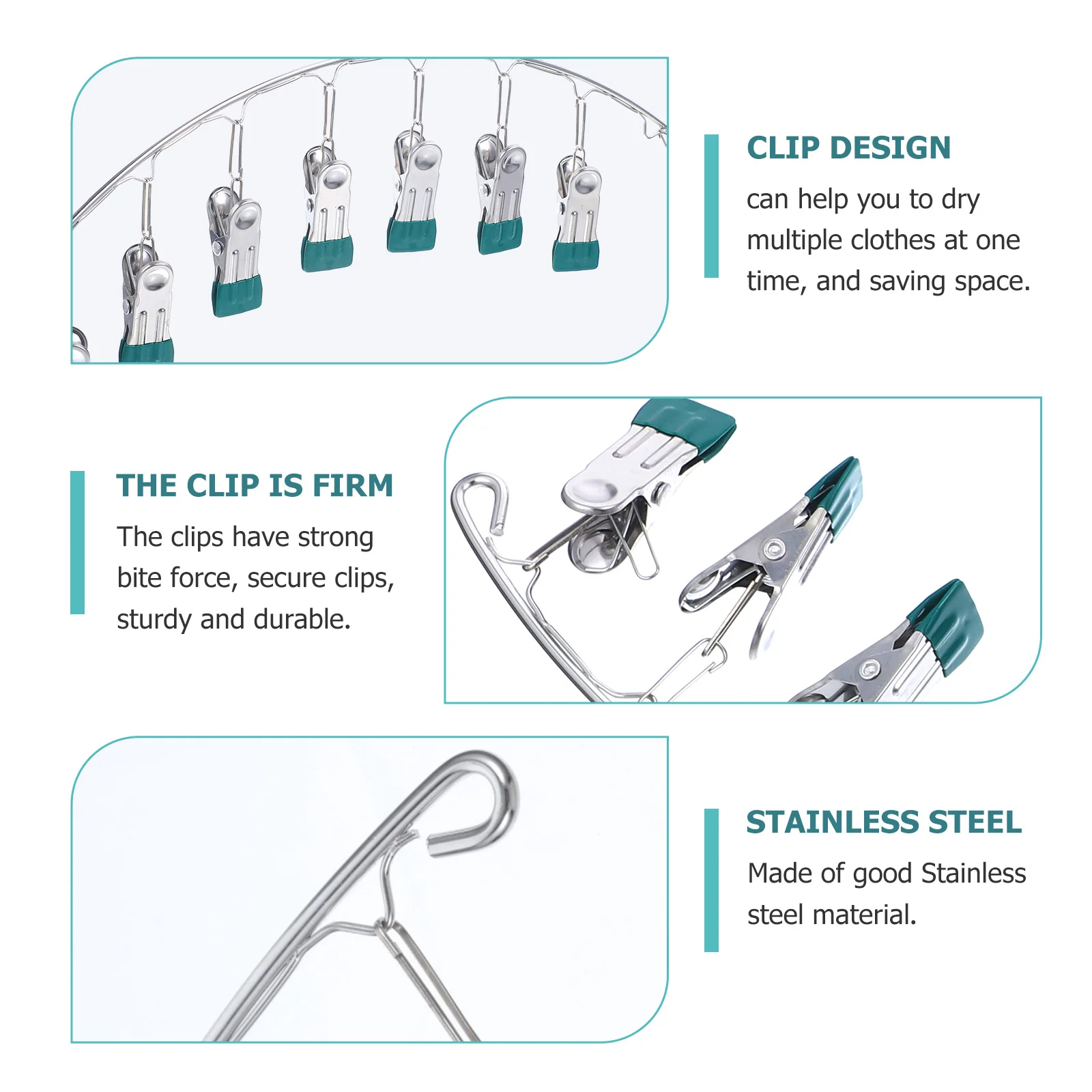 

2Pcs Sock Hangers Stainless Steel Multifunctional Clips Drying Rack Laundry Organizer Space Saving Clothes Hanger