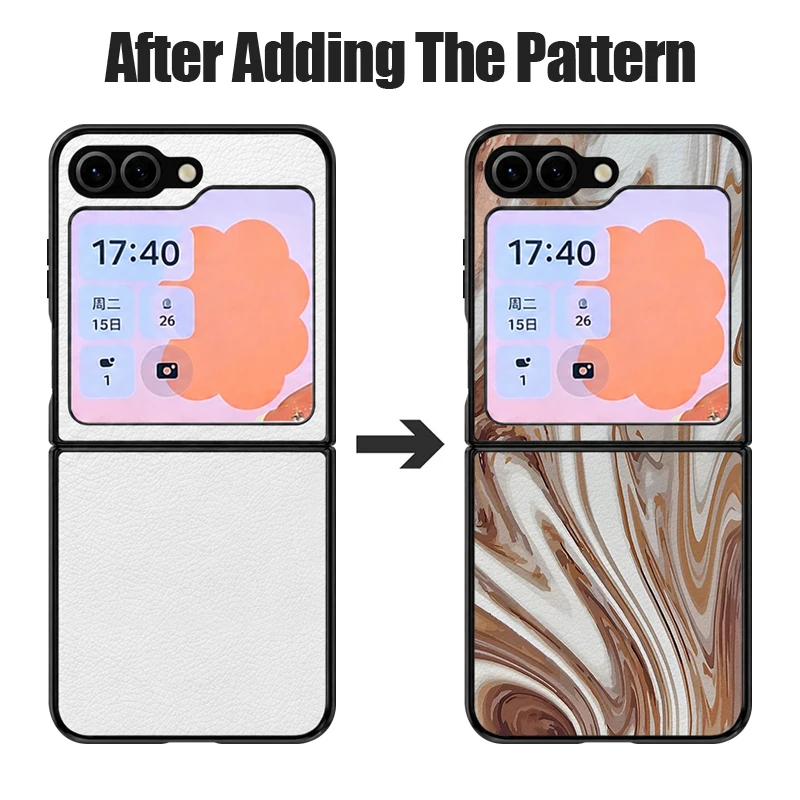 Ink Wash Marble Printed Leather Texture Phone Case For Samsung Galaxy Z Flip8 Flip7 FE Flip6 Flip5 Flip4 Flip3 5G Hard PC Cover view 4