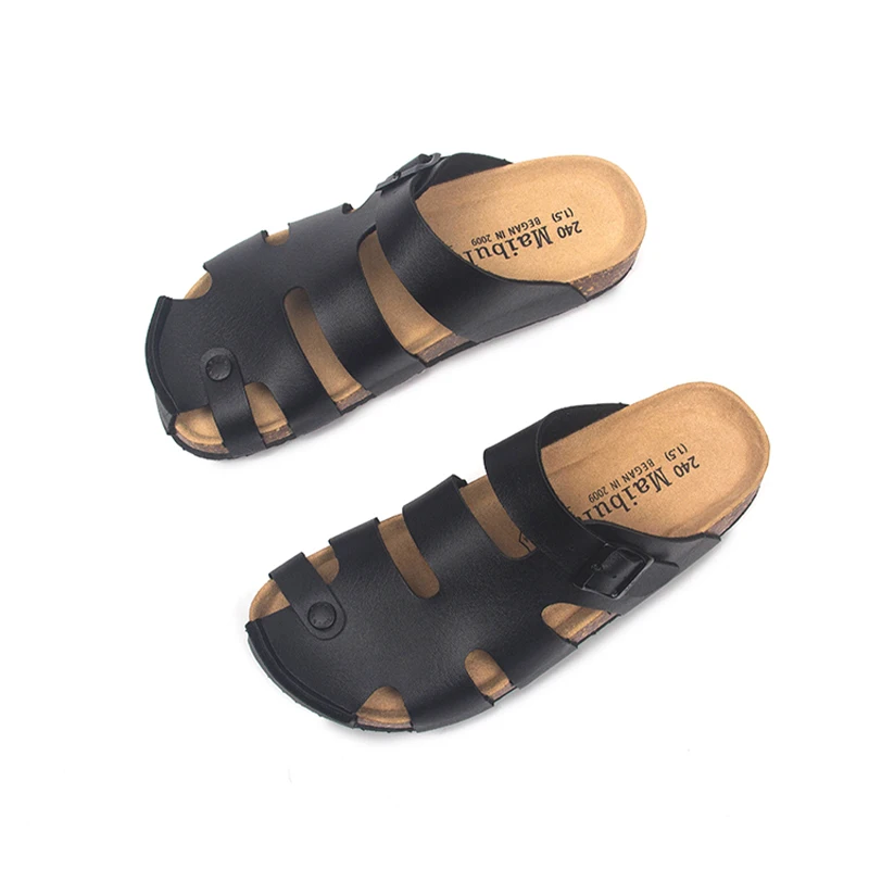 

Flat Cork Slippers Men Women Summer Hole Beach Outdoor Couples Anti-toe Sandals Casual Shoes