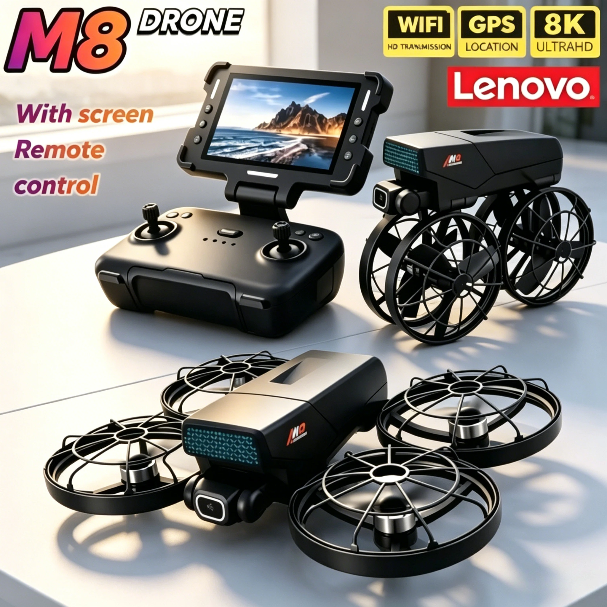 

Дрон Lenovo M8 RC с бесщеточным двигателем, складной, с 8K экраном, профессиональной HD-камерой, Wi-Fi и функцией обхода препятствий, квадрокоптер-игрушка