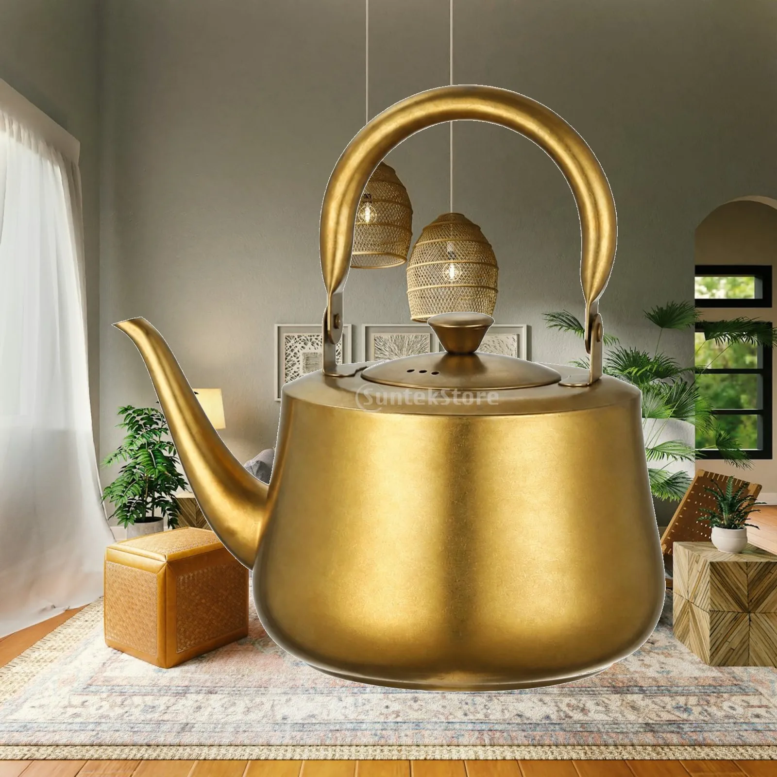 Retro-Style Tea Kettle Vintage Tea Kettle with Filter Long-Lasting Silver for Café Owners, Hospitality Settings, Outdoor Brewing