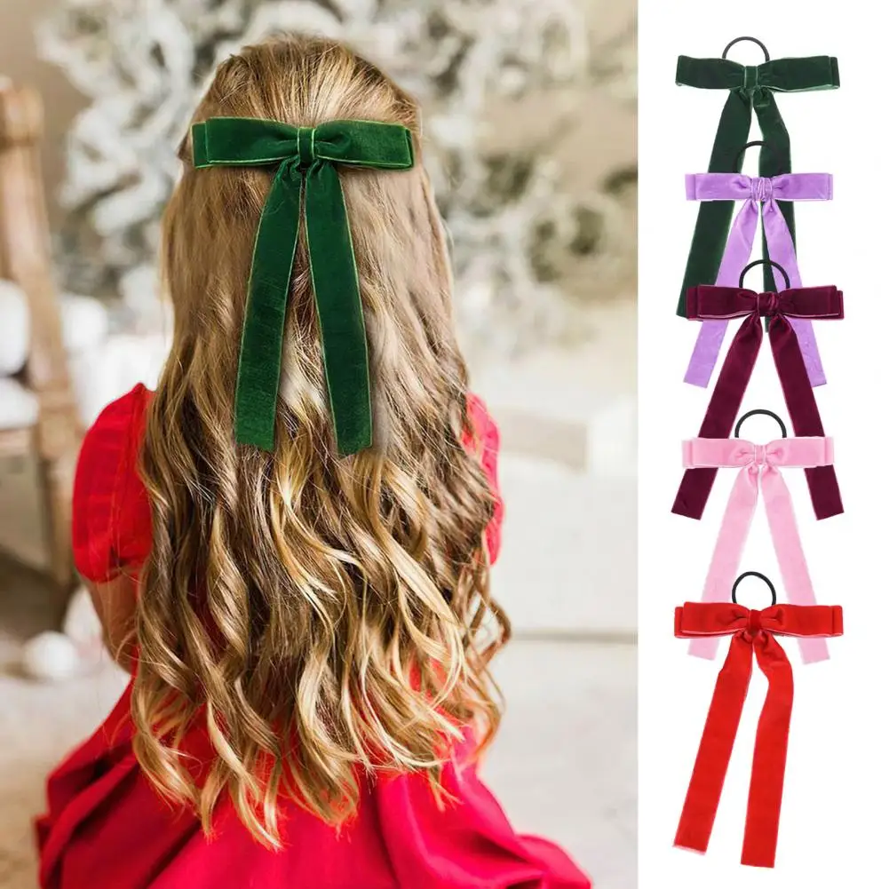 Velvet Bowknot Hair Tie Sweet Elegant Solid Color High Elastic Soft Women Girls Ponytail Holder Hair Rope Hair Accessories Gift