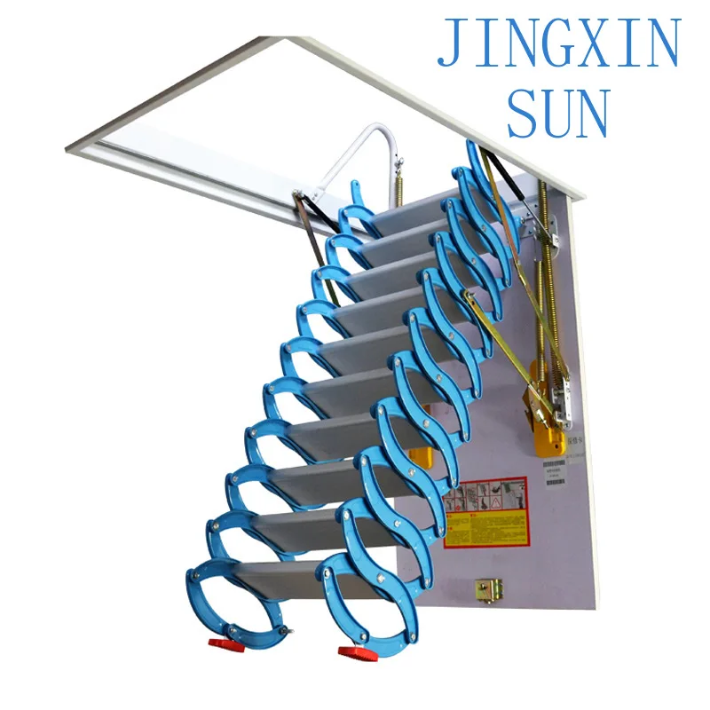 Semi-automatic titanium magnesium alloy household indoor loft telescopic stairs villa duplex
