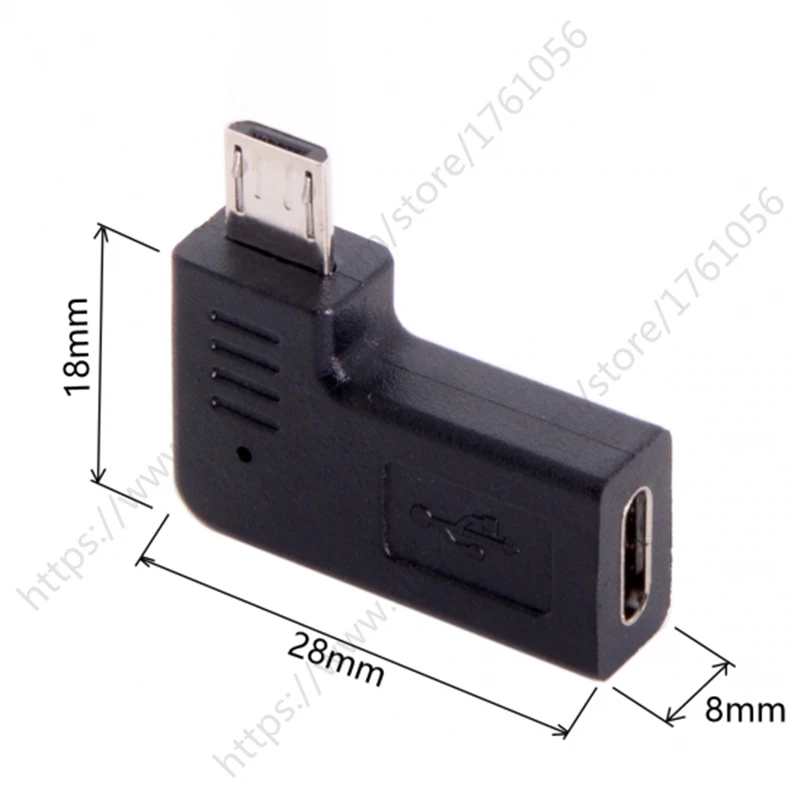 USB-C Type-C Female to Micro USB 2.0 5Pin Male Data Adapter 90 Degree Left & Right Angled Type