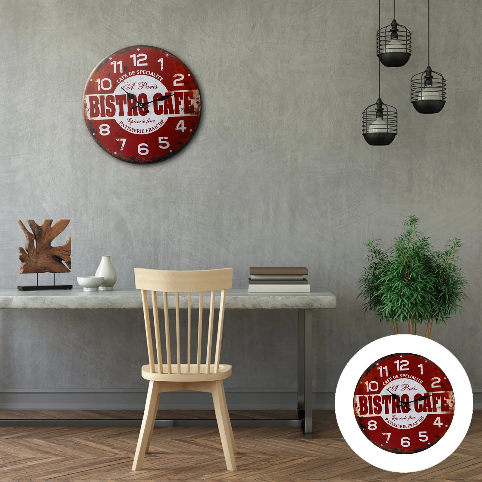 

1Pcs Vintage Wall Clock Wooden Hanging Clock Silent Non-Ticking Decorative Wall Decor for Cafe Bar Bedroom Living Room