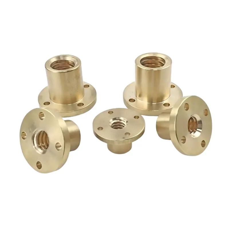 1pc Runde Kupfer Mutter Flansch Trapez Schraube Muttern T10 T12 T14 T16 T18 T20 T22 T25 T30 Für T-förmigen Schrauben CNC 3D Drucker