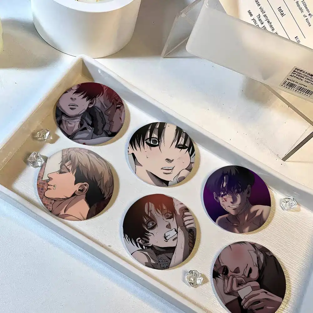1pc Korean Manga Killing Stalking Cartoon Style Badge Brooches On Backpack Decoration Round Enamel Pins For Accessorys