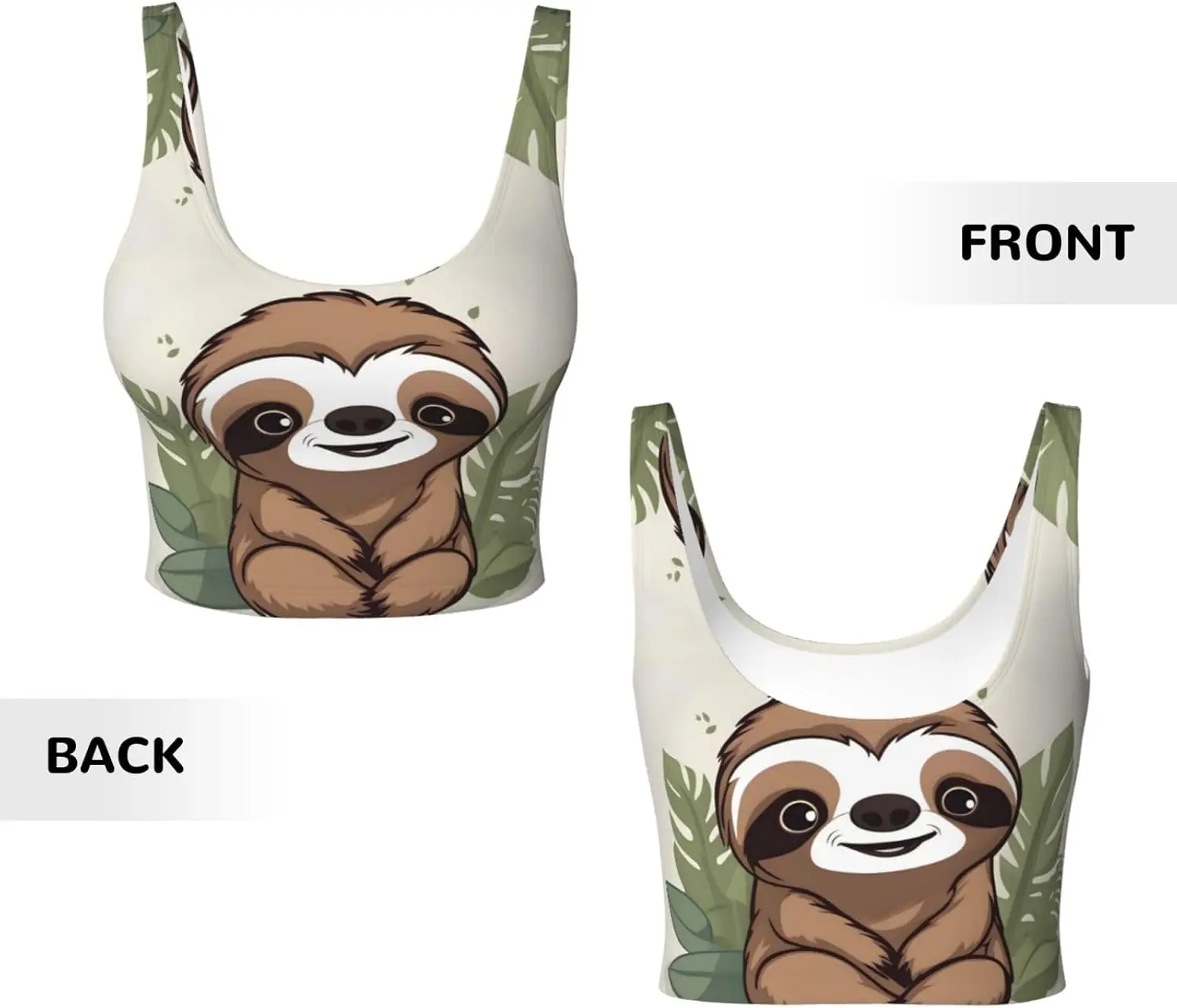 Rompi Olahraga Wanita Motif Sloth Kartun Lucu - Latihan Yoga Kebugaran yang Ringan dan Bernapas