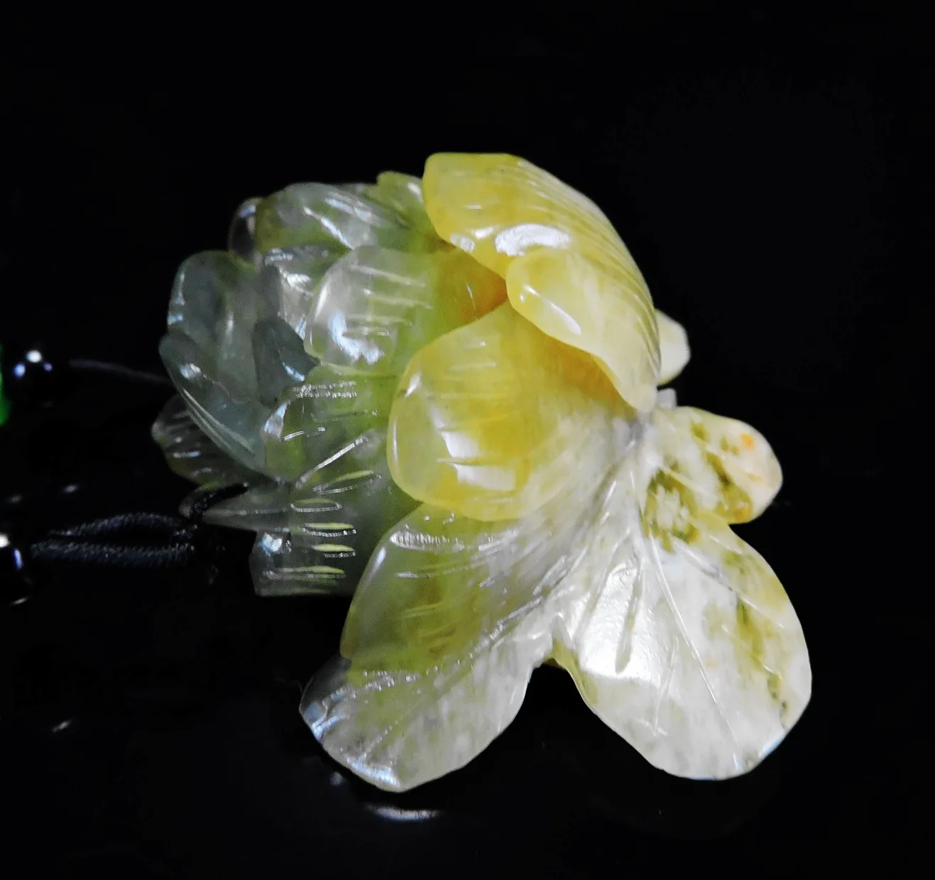 Jade Jewelry Natural Jade Pendant Necklace Hand-Carved peony flower Jadeite Necklace Pendant Gift No Treatment 526i