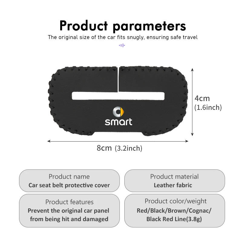 Universal Car Seat Belt Buckle Clip Protector Anti-Scratch Cover For Smart Fortwo Forfour 451 453 450 452 454 Roadster Coupe