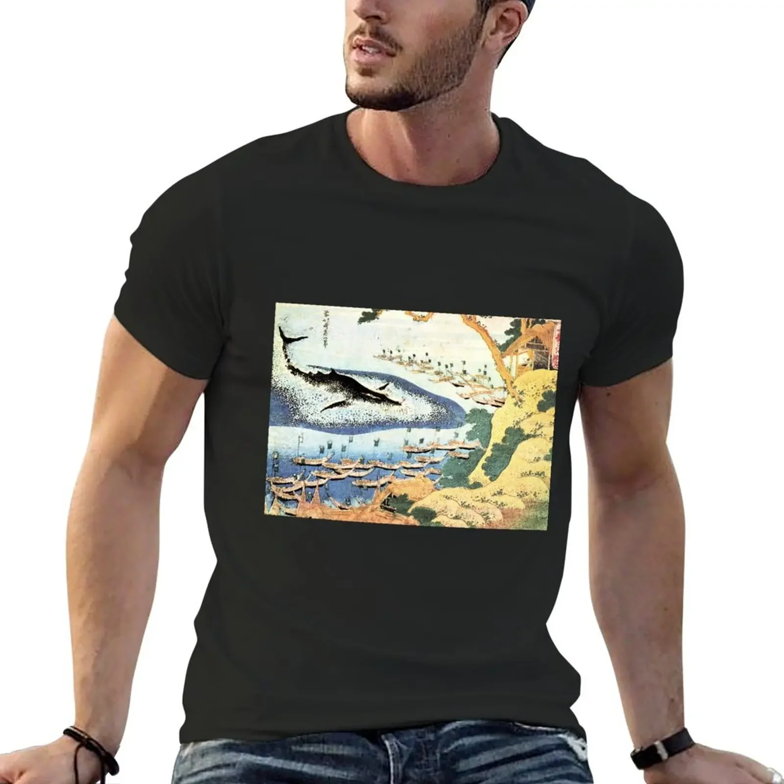 

HD. Whaling Off Gotō from Oceans of Wisdom, by Katsushika Hokusai . HIGH DEFINITION T-Shirt vintage clothes t shirt for men