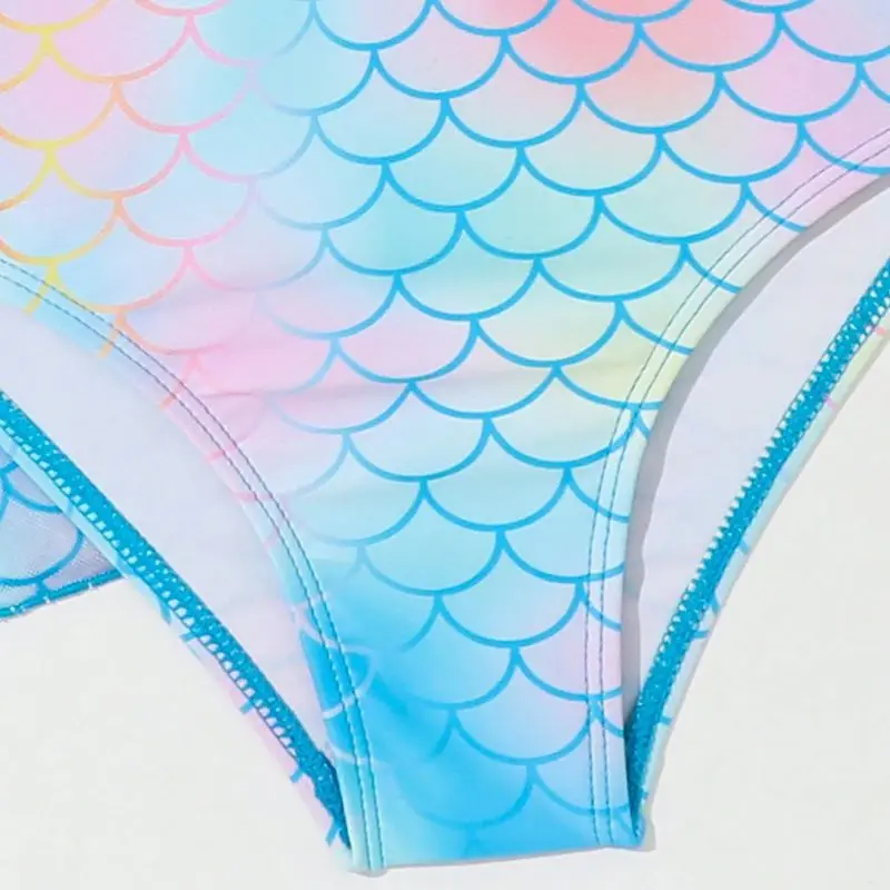 Комплект бикини с высокой талией и принтом сердца для девочек, комплект бикини с накидкой, детский купальник, детский купальный костюм, пляжная одежда