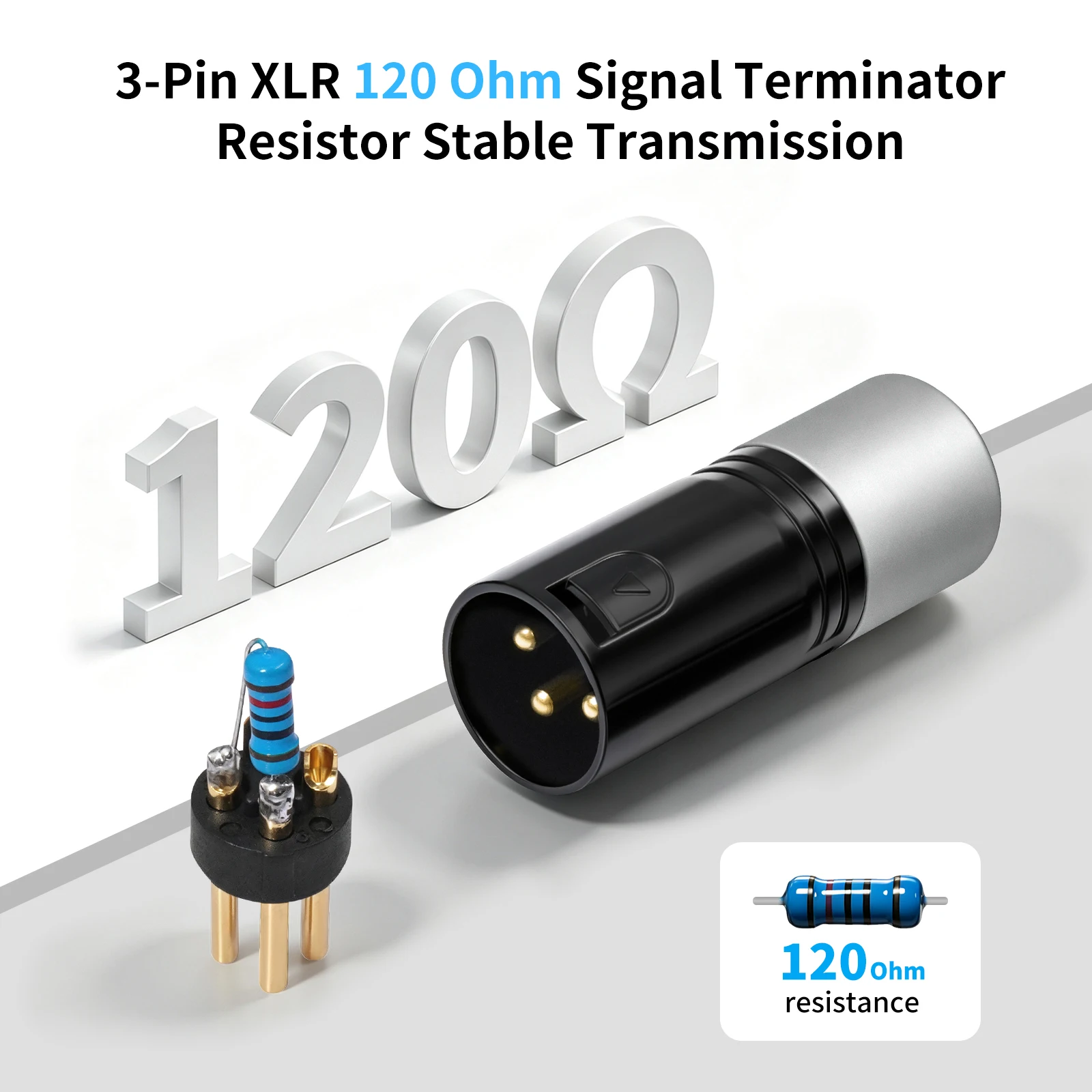 120 Ohm 3-Pin XLR/DMX Terminator Adapter for Lighting and Audio Systems Signal Integrity Optimal Signal Termination Resistor