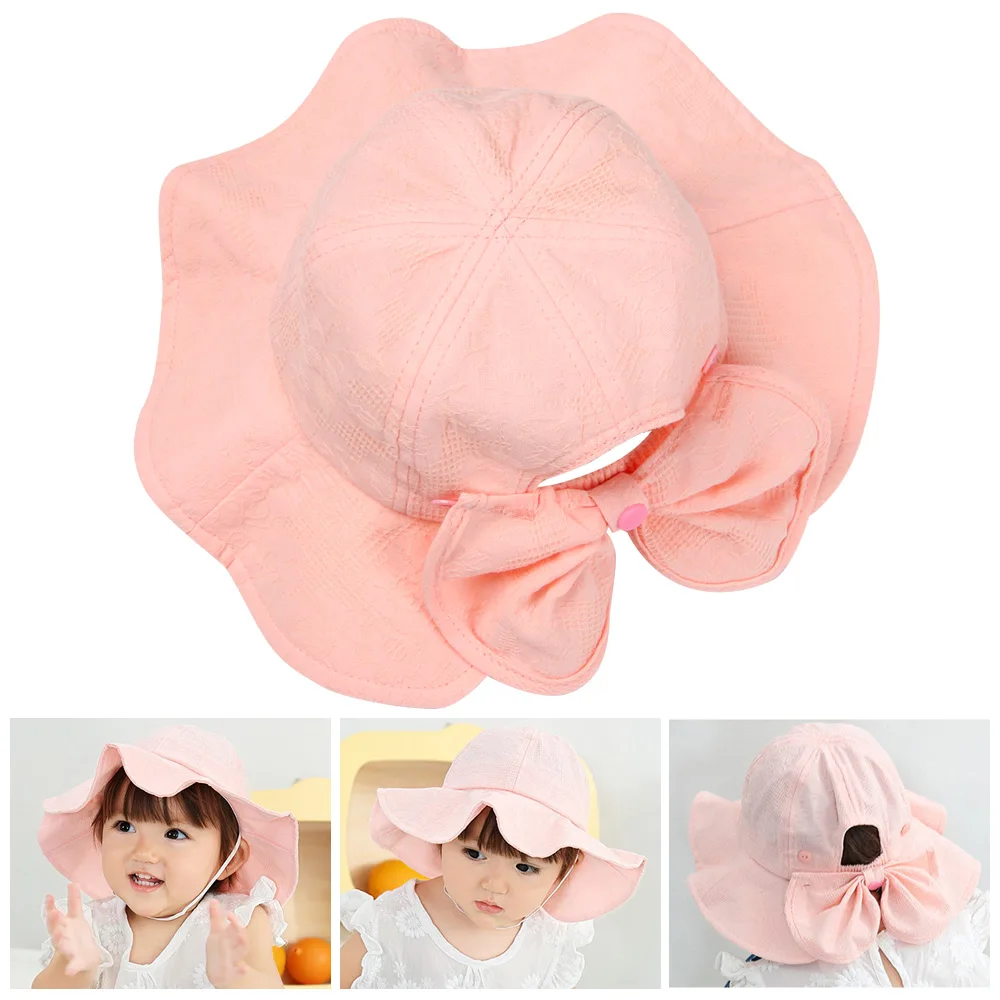 Princess Cotton UV Protection Outdoor Sun Hat Foldable Portable Baby Bucket Hat Beach Cap For 2-4 Years Old