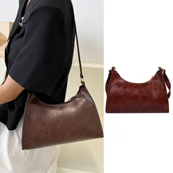 Fashion Women's Shoulder Bag Retro PU Leather Underarm Bag Casual Women Handbags Solid Color Zipper Mini Messenger Bag Hot Sale