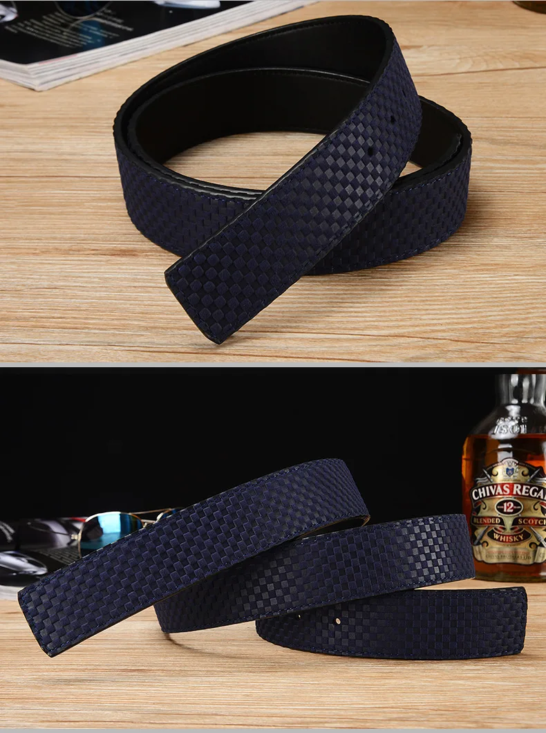 New Genuine Leather Belt with Body, Men's Headless Belt, Business Millet Plaid Belt,fashionable and Versatile Pants Belt