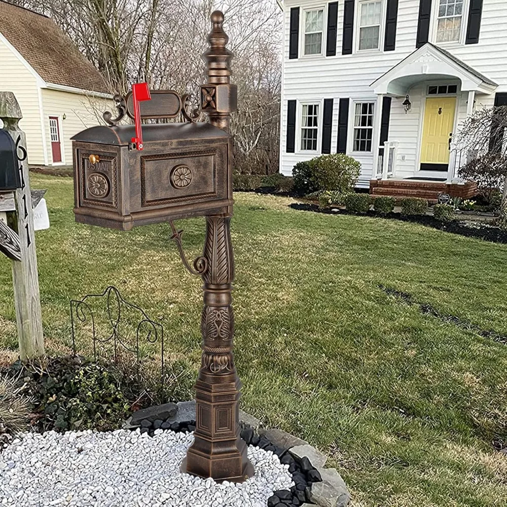 Decorative Post Mailbox Combination Stratford Heavy Duty Mail Box Cast Aluminum