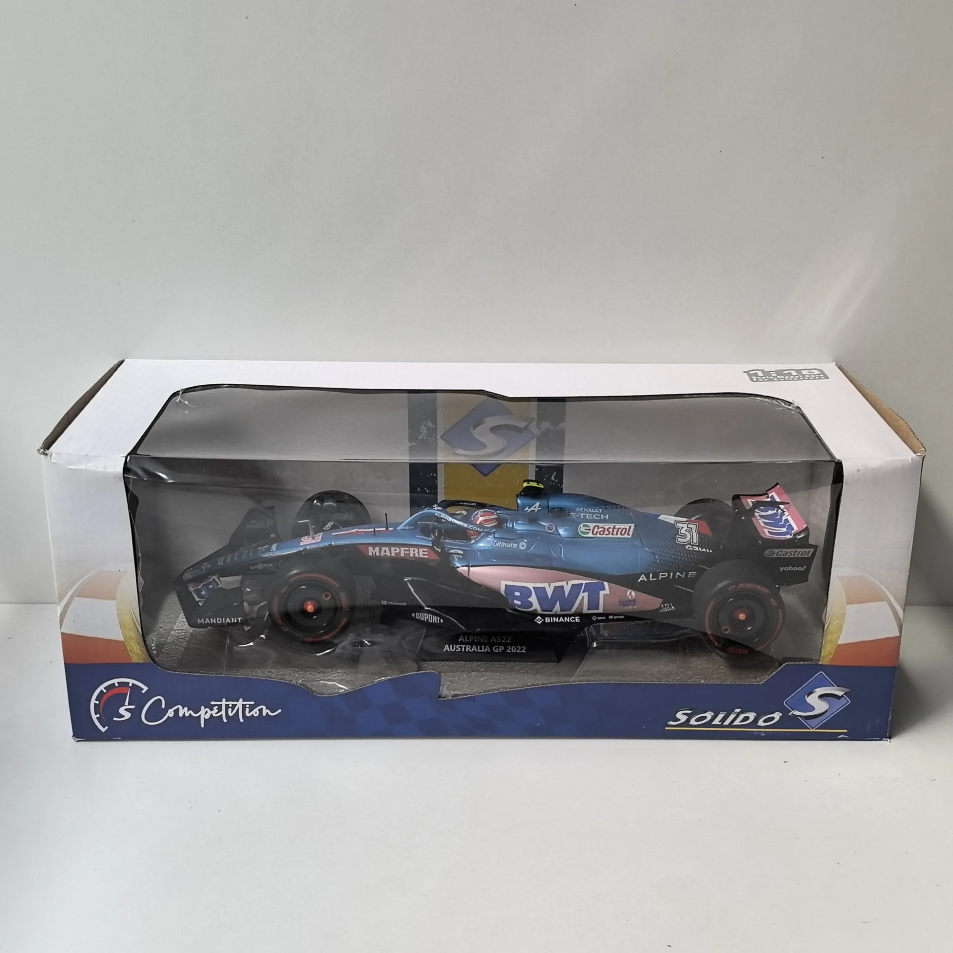 

Diecast SOLIDO 1/18 Scale ALPINE A522 2022 F1 #31 Formula Racing Alloy Car Model Collectible Toy Gift Souvenir Display Ornament