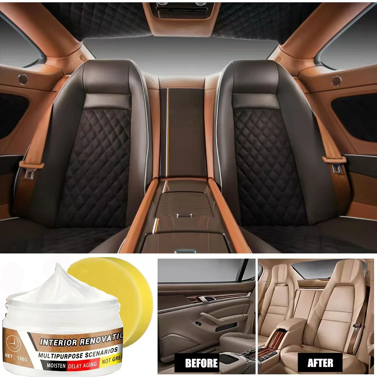 

YING12 Многоцелевой крем для ухода за автомобилем, восстановитель искусственной кожи и пластика для сидений, приборной панели и обновления шин, чистка салона автомобиля R