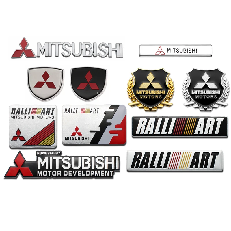ثلاثية الأبعاد معدن الألومنيوم سيارة الجانب الحاجز ملصق سبيكة شارة شعار السيارات الخلفي الجذع الشارات لميتسوبيشي Ralliart ASX أوتلاندر X لانسر #2