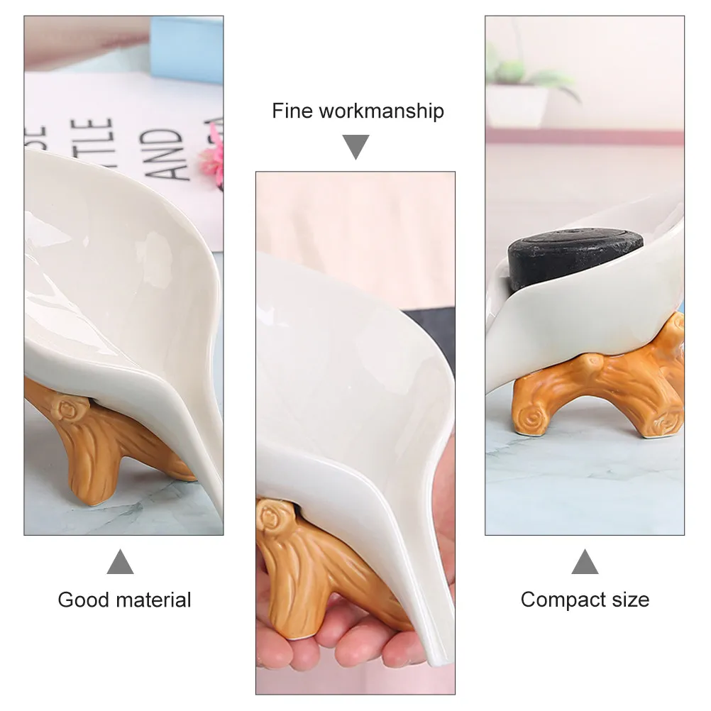 

1Pcs Ceramic Soap Holder Secure Grip Design Modern Style Soap Storage Rack Fits Any Sink Area Convenient Cleaning Daily Use