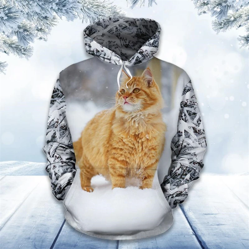 Sudaderas con capucha de gato para hombre y mujer, jerséis de manga larga, ropa deportiva informal para diario, novedad de otoño, 2024
