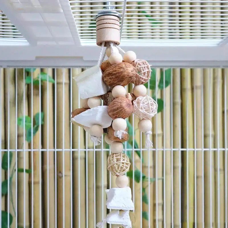 New Natural Material Pet Parrot Toy Bird Swing Exercise Grinding Biting Wooden Toys Pet Parrot Macaw Hammock Bird Toy - view 5
