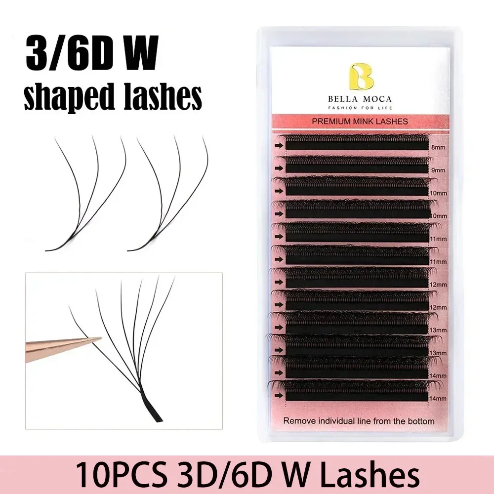 10PCS 6DW Lashes 6D-W Shaped Lashes MIX 8-14MM 6D W Fake Eyelashes Extension Brazilian Cilia Premade Fans Lashes Natural Eyelash