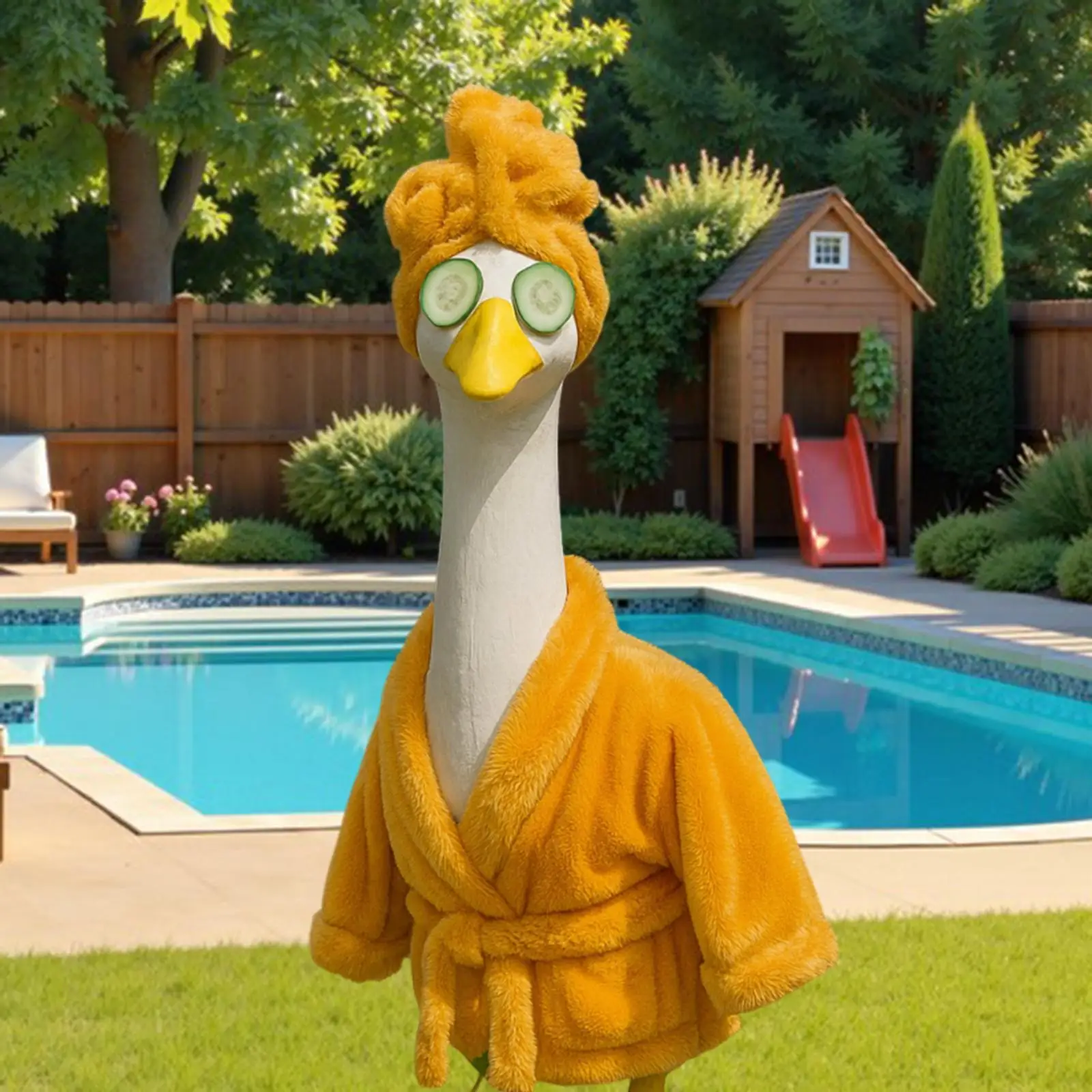

Goose Outfit Art Novelty Cute Soft Apparel Goose Statue Bathrobe Goose Figurine