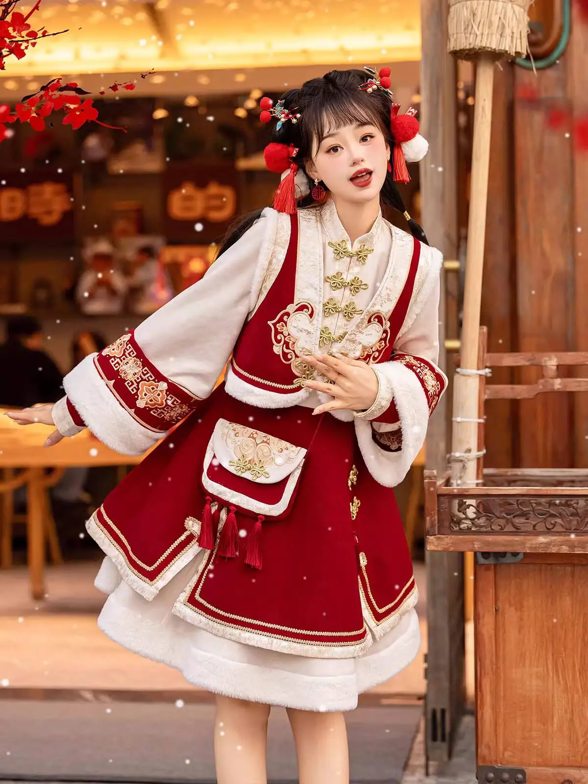 

Новый китайский стиль, новогодний халат Hanfu, женский жилет, рубашка, юбка, платье Лолиты Guofeng Fiesta, карнавал, Хэллоуин, косплей