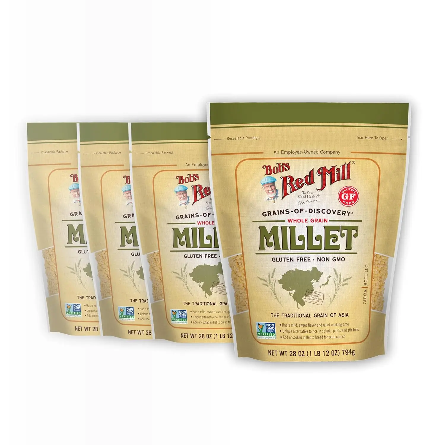 

Цельнозерновое просо, 28 унций, упаковка из 4 штук - веганское, кошерное, полезное для здоровья, незаменимое в гардеробе кухонных принадлежностей средство для приготовления пищи