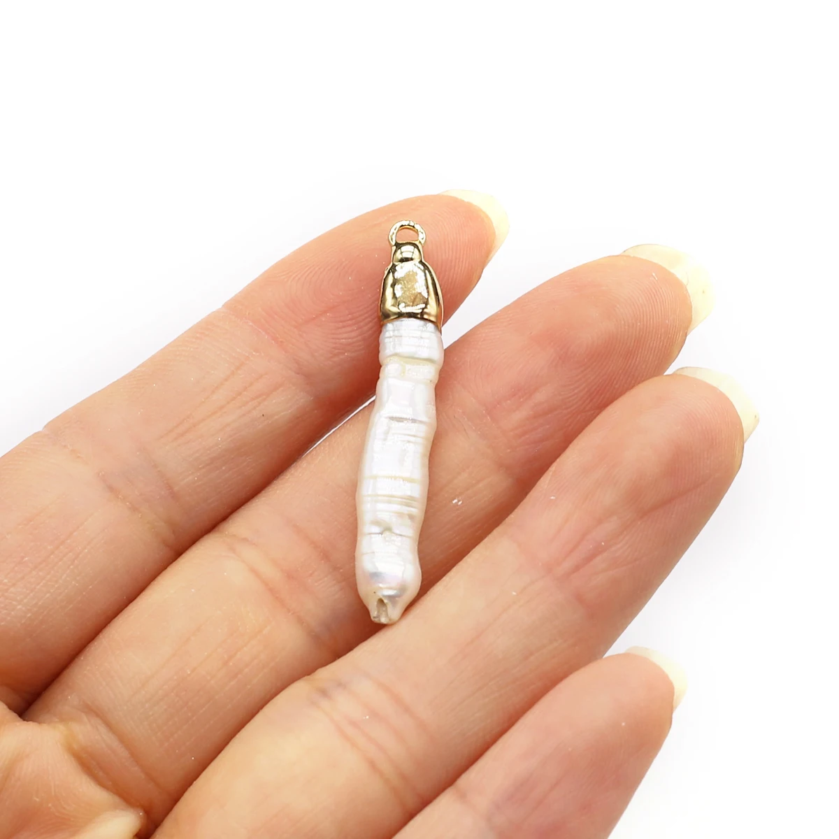 36x6mm Cylindrical Pearl Pendant Baroque Natural Freshwater Pearls Charms for Jewelry Making DIY Necklace Earrings Accessories view 3