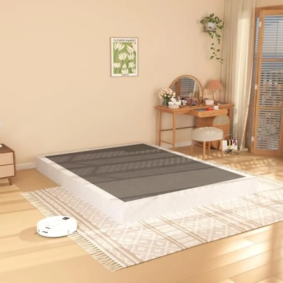 

7 Inch Box Spring for Queen Bed Bases - Heavy Duty Metal Mattress Foundation with Fabric Cover3000 lbs Capacity Low Profile Que