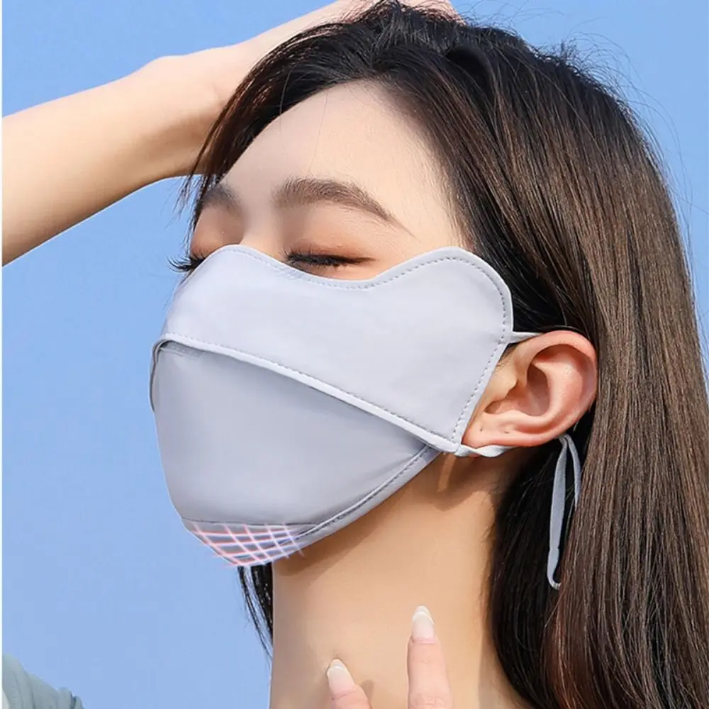 Maschera di seta di ghiaccio estiva maschera per il viso traspirante in tinta unita maschera per il viso maschera per la protezione solare sciarpa per il viso protezione per gli occhi copertura per il viso sport