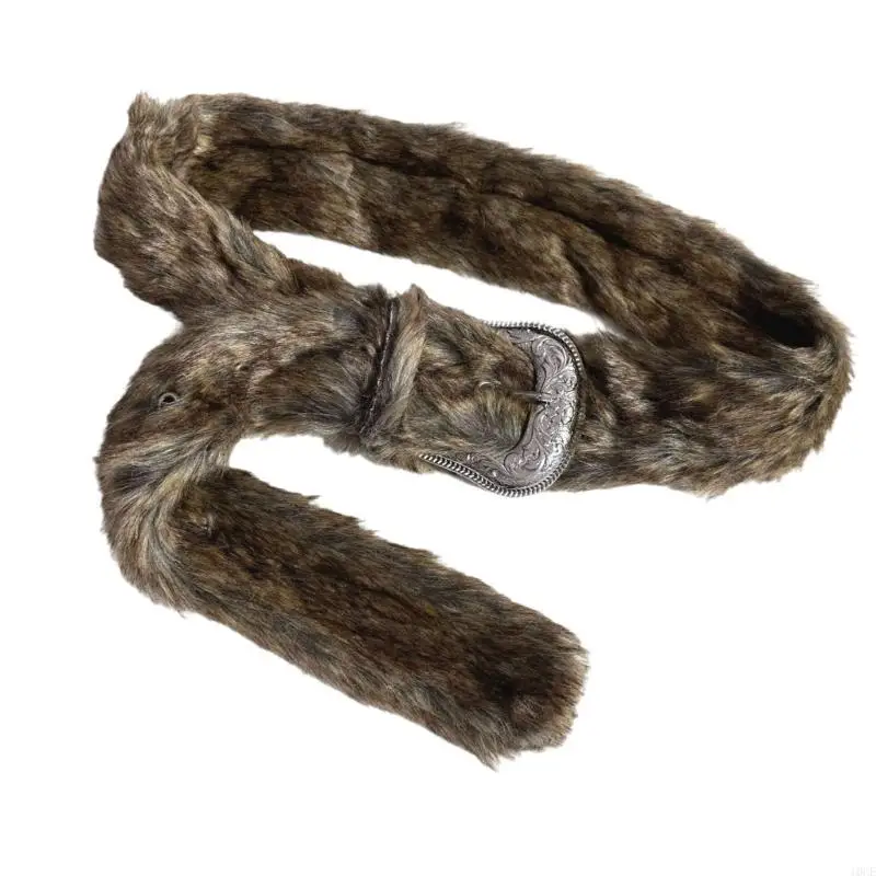 2000s Furry Plush Winter Belt Fashion Accessory Waistband For Sweater Jackets Coat 