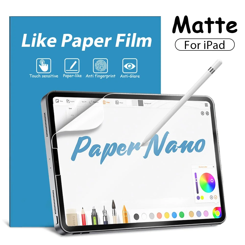 Like Paper Film Screen Protector For Ipad 10th Generation Pro 13 12.9 2024 M4 M2 Air 11 6 5 4 3 9th 8th 7th Mini 6 7 10.2 Matte