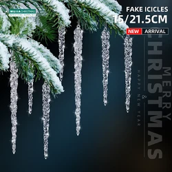 10pcs Christmas Decoration Acrylic Clear icicles Simulation Ice Xmas Tree Hanging Ornaments Winter Party New Year Decor Supplies