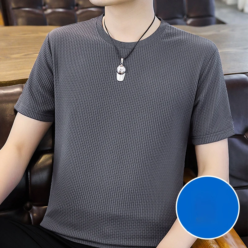 

Fashion O-Neck Solid Color Business T-Shirt Men Clothing Summer New Oversized All-match Pullover Tops Loose Casual Tee Shirt