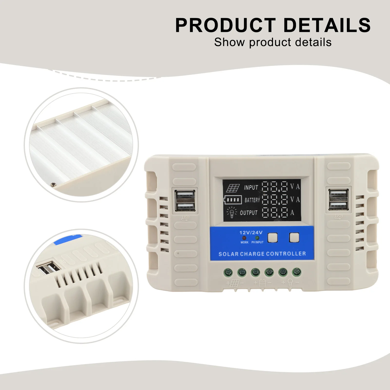 

20A Solar Charge Controller for 12V 24V Battery Systems Featuring Short Circuit Open Circuit and Reverse Current Protection