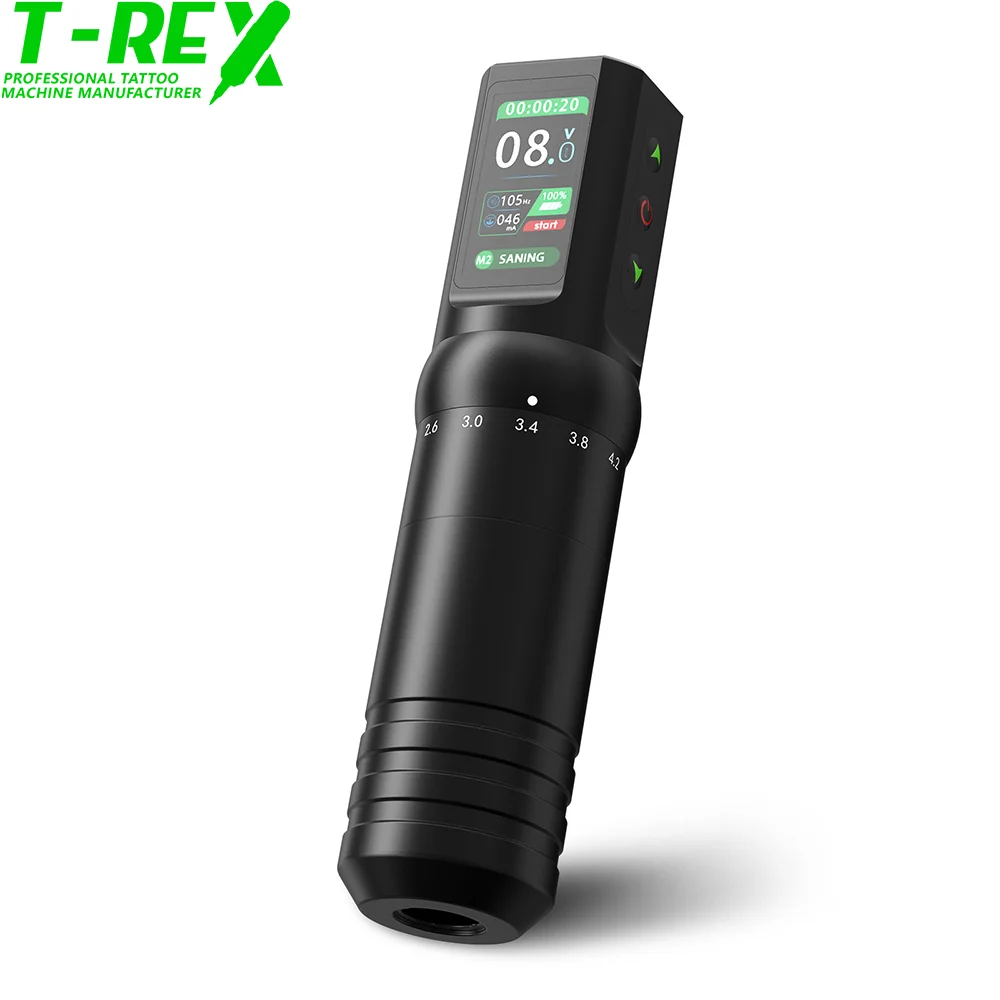 

Профессиональная тату-ручка T-Rex с регулируемым ходом 2,0-4,2 мм, аккумулятор 1600 мАч, блок питания для татуировок для всех видов татуировок