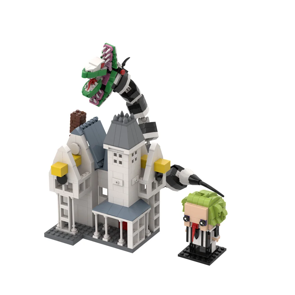 Classic Movies Beetlejuiceeds Brickheadzs Building Block Set Ghosts House Black and White Snake Monster Toys kids Halloween Gift