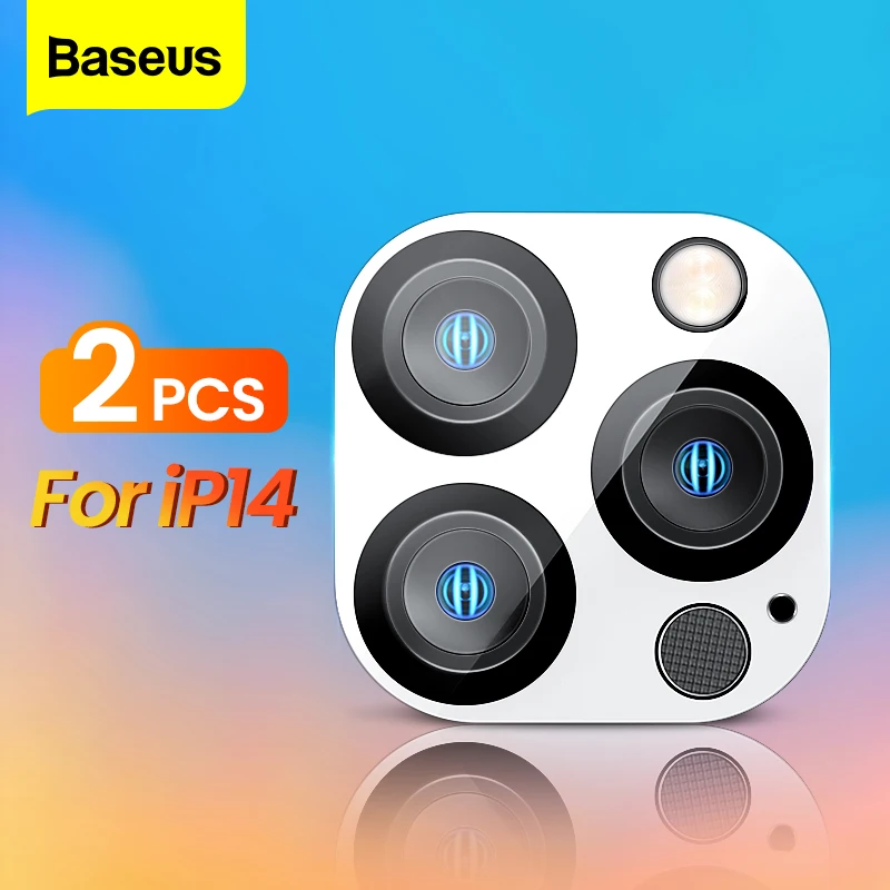 Baseus 2pcs Camera Lens Protector for iPhone 14 Pro Max Plus Full Cover Tempered Glass Camera Protection Film for iPhone 13 Mini