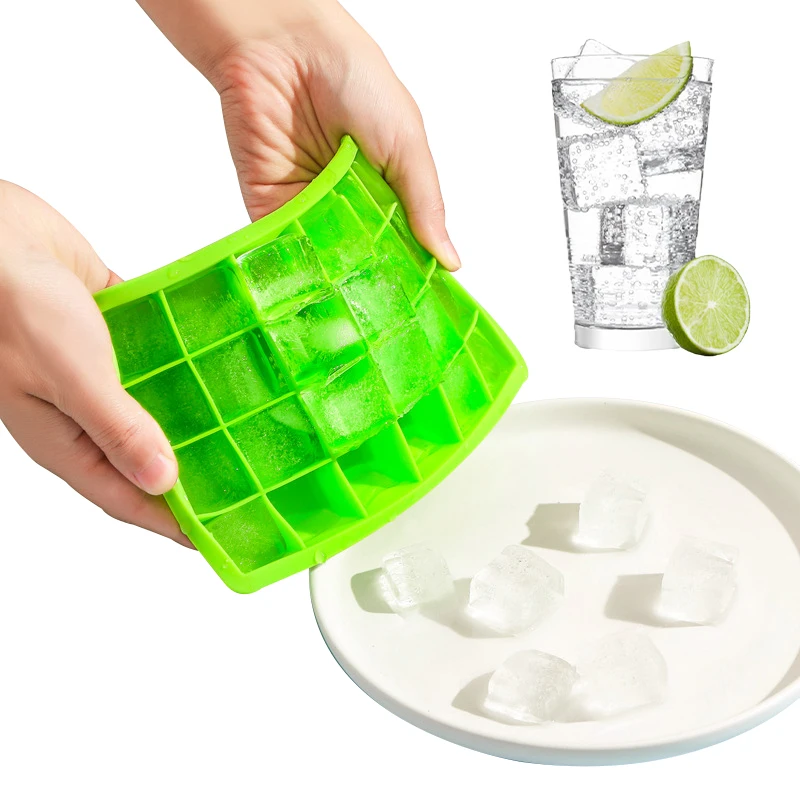 1PC 24-hole Silicone Ice Tray with Lid Square Box Auxiliary Food Puree Cheese Jelly Mold Bar Kitchen Tool Cocktail Cube 2024 New