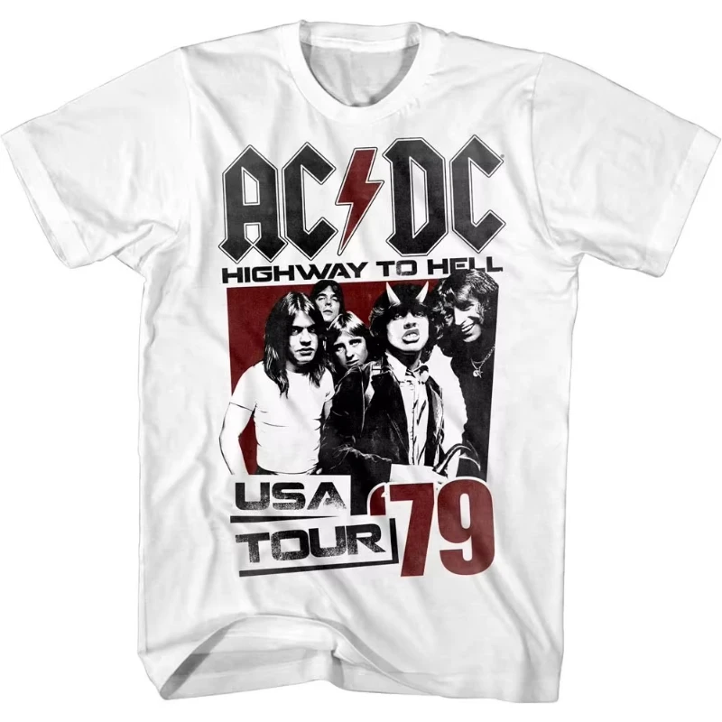 

ACDC Highway To Hell USA Tour 1979 Men's T Shirt Vintage Rock Band Album Merch High-end Luxury Is for Both Men and Women Top Y2k
