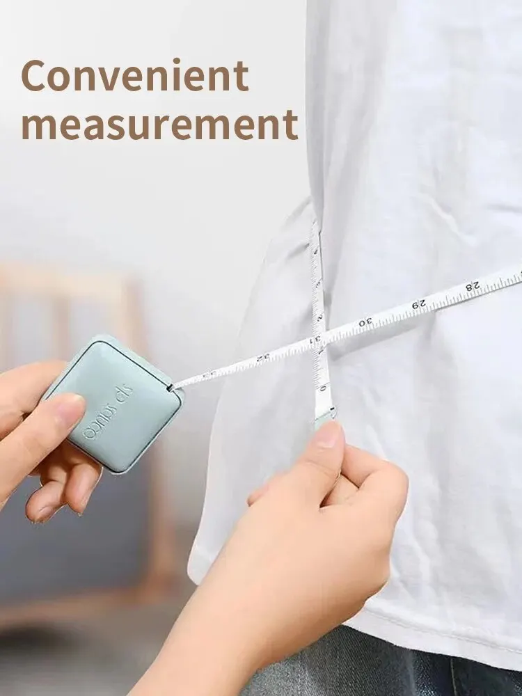 1pc Soft Square Tape Measure  Push Button Measuring Tape Body Measuring Soft Tape Retractable Inch Tape For Sewing Dou