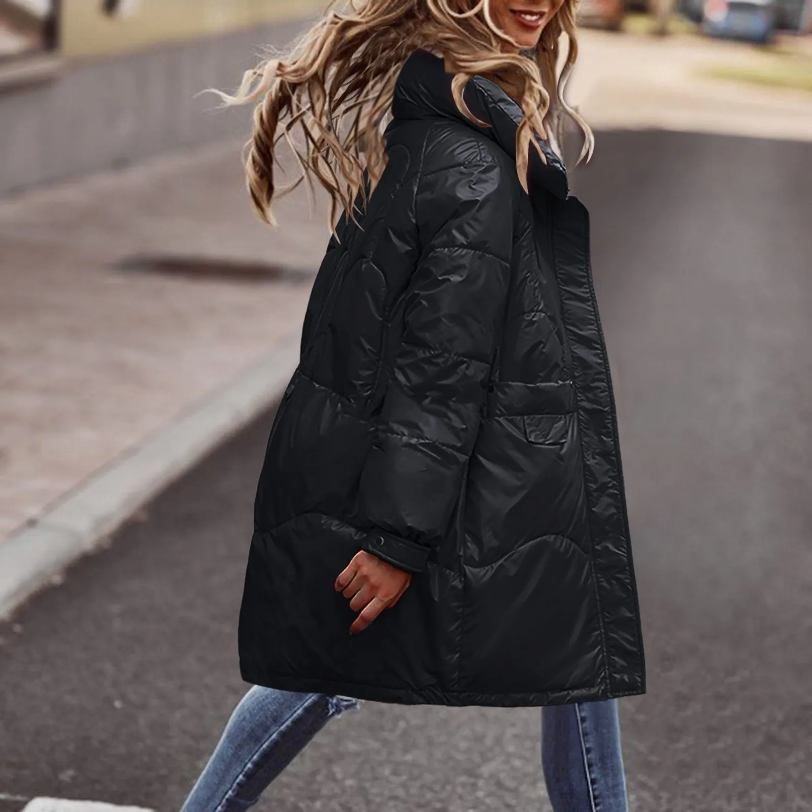 Fashion Women Bright White Red Black Puffer Jacket Winter Warm Bubble Coats Shiny Leather Parkas Down Zipper Parkas Jacket