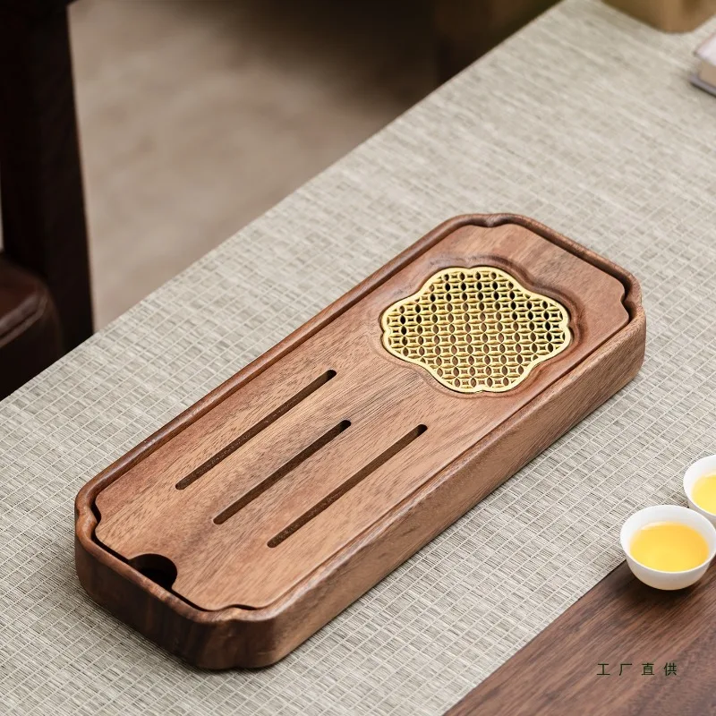 

Walnut new Chinese tea tray, solid wood home modern light luxury dry brewing table