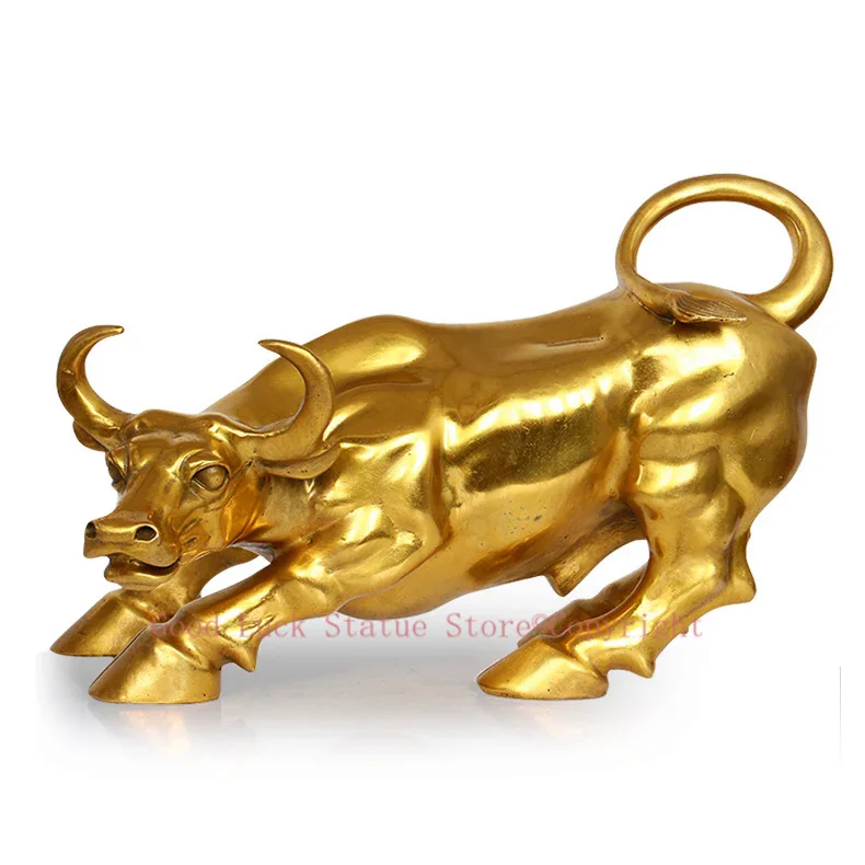 43CM huge #home company Lobby The entrance-hall efficacious Money Drawing wealth FENG SHUI Wall Street gold cattle brass statue