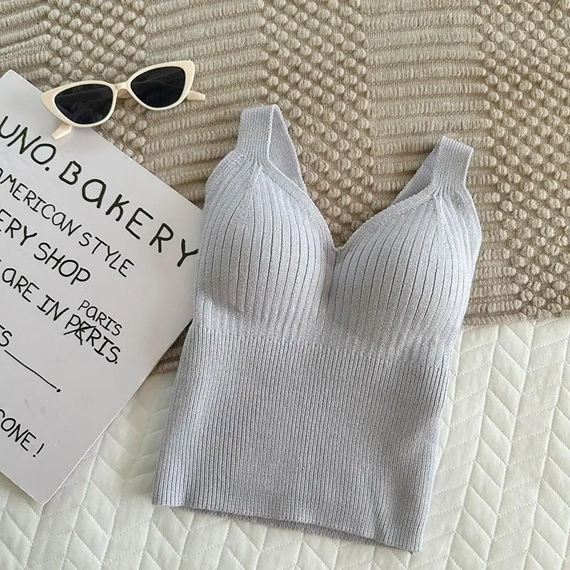 가을겨울 여성용 새로운 따뜻한 내부 패딩 비표시형 밀착형 탱크탑 두꺼운 니트 조끼