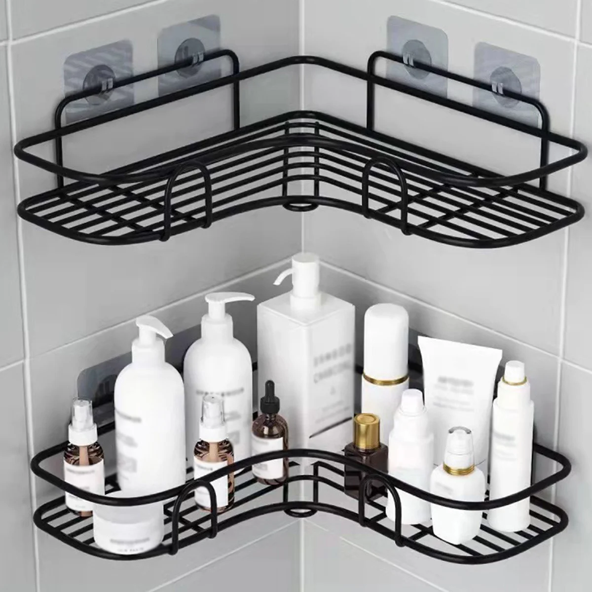 Bathroom Shelf Corner Shower Caddy Toilet Triangle Wall Hanging Kitchen Storage Shelf With Adhesive Hooks Toilet Kitchen Dorm